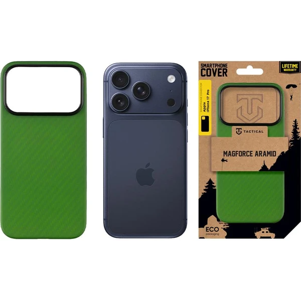 Tactical MagForce Aramid kryt Apple iPhone 17 Pro zelený - Puzdra - Obrázok b1389c076e9649fc9db88541f46c05be