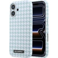 Karl Lagerfeld PU Houndstooth Resin Plate MagSafe kryt iPhone 17 modrý - Puzdra