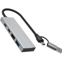 FIXED 4-portový hliníkový USB-C HUB Port s USB-A adaptérem vesmírně šedý - USB huby