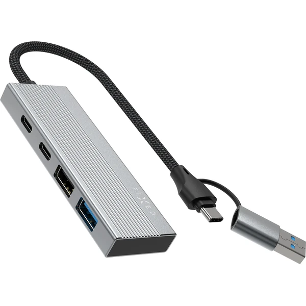 FIXED 4-portový hliníkový USB-C HUB Port s USB-A adaptérem vesmírně šedý - USB huby - Hlavný obrázok