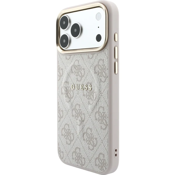 Guess PU Leather 4G Gold Frame Embossed MagSafe Zadný kryt pre iPhone 18 Pro Pink - Puzdra - Obrázok b1744a2c236446f6a4f524e436f4cb5c