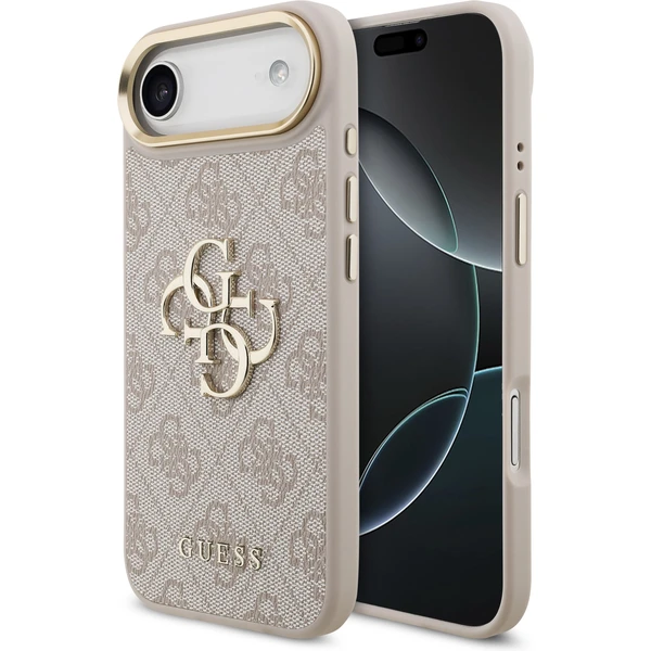 Guess PU Leather 4G Metal Logo Gold Frame kryt iPhone Air ružový - Puzdra - Hlavný obrázok