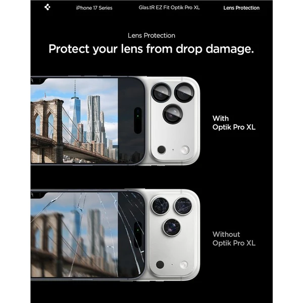 Spigen Glass TR EZ Fit Optik Pro XL sklo na fotoaparát iPhone 17 Pro Max strieborné - Ochranné fólie a sklo - Obrázok b1be4a891b7341fcb756a286a6dcd091