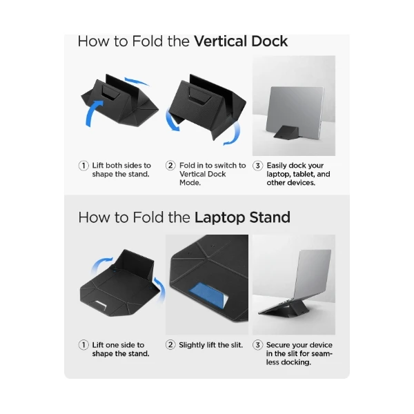 Spigen Slim Fold Laptop Stand & Vertical Dock stojan čierny - Stojany - Obrázok b1de701ca4844aabb67c44fd79b38eac