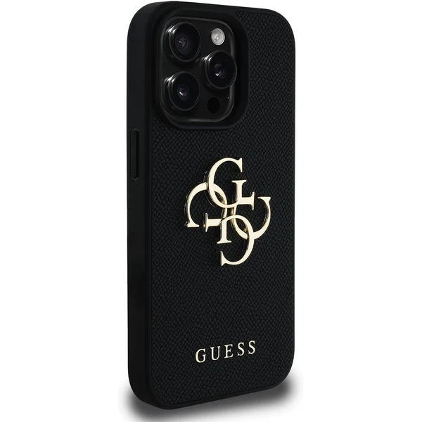 Guess PU Grained 4G Metal Logo kryt iPhone 15 Pre čierny - Puzdra - Obrázok b1e9301df67342bbb175c27b94f43286
