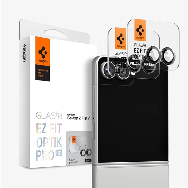 Spigen Glass TR EZ Fit Optik Pre HD sklo Samsung Galaxy Z Flip7 čierne (2 ks) - Ochranné fólie a sklo - Hlavný obrázok