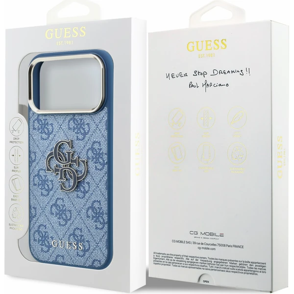 Guess PU 4G Resin Metal Logo Zadný Kryt pre iPhone 18 Pro Max Blue - Puzdra - Obrázok b22593b17ae24c5aa03f4b29701e3302