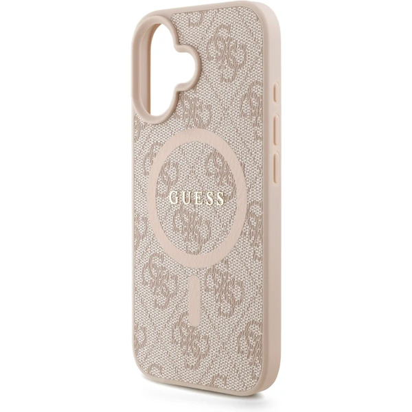 Guess PU Leather 4G Colored Ring Strap MagSafe kryt iPhone 16 ružový - Puzdra - Obrázok b2775bc6476240b5a7fb6b8dfec208da