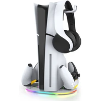 iPega P5S045 Vertikálne Nabíjací Stojan s RGB pre PS5/PS5 Slim/PS5 Pro biely - Nabíjačky