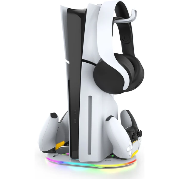 iPega P5S045 Vertikálne Nabíjací Stojan s RGB pre PS5/PS5 Slim/PS5 Pro biely - Nabíjačky - Hlavný obrázok