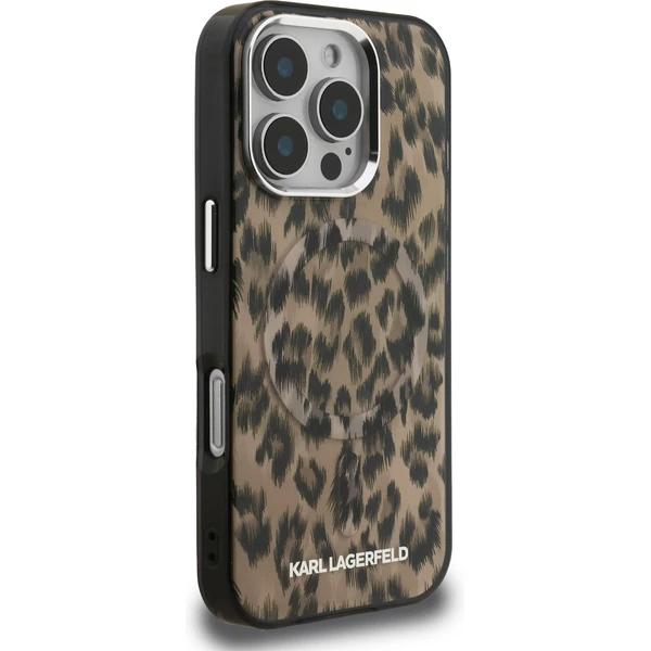 Karl Lagerfeld IML Leopard MagSafe kryt iPhone 16 Pre hnedý - Puzdra - Obrázok b36cfcb10817476882cf0b77fab682ac