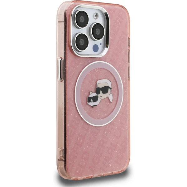 Karl Lagerfeld IML K&CH Heads Repeated Logo MagSafe kryt iPhone 15 Pre Max ružový - Puzdra - Obrázok b37c4a9993574408bfaa955e60522086