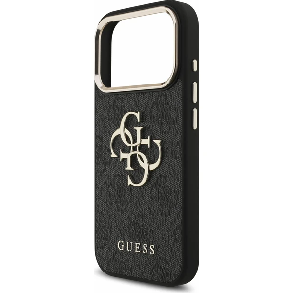 Guess PU 4G Metal Logo Strap Zadný kryt pre iPhone 18 Pro Black - Puzdra - Obrázok b3daa31693c54f11b46f7b99d9746254