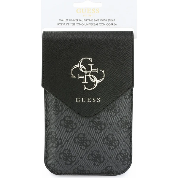Guess PU Leather+Grained 4G Metal Logo taška na telefon černá - Puzdra - Obrázok b3f77b256bd54888acdcdd59d01d59d2