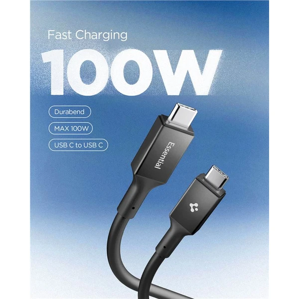 Spigen Essential USB-C/USB-C napájací kábel 100W 1m čierny - Káble a redukcie - Obrázok b407ec722f854d9cb02b0846fe5ccb23