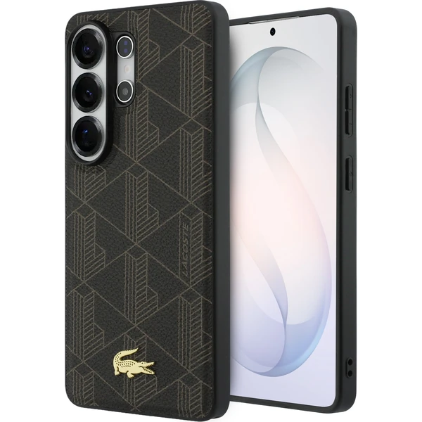 Lacoste PVC Blend Monogram Gold Logo Magnetický kryt Samsung Galaxy S26 Ultra hnedý - Puzdra - Hlavný obrázok