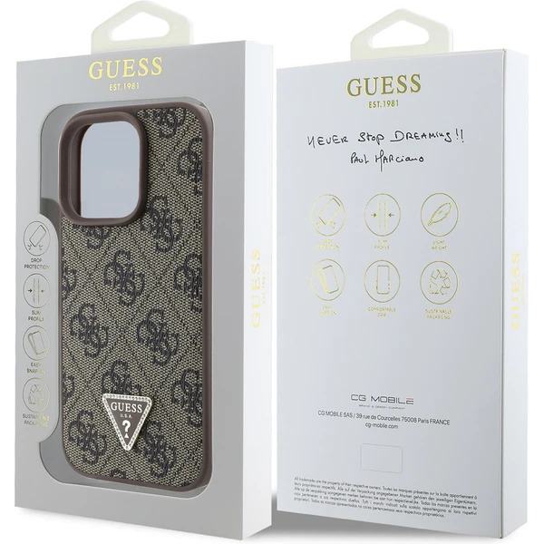 Guess PU 4G Strass Triangle Metal Logo kryt pre iPhone 16 Pro hnedý - Puzdra - Obrázok b44ab12f51e84e47af76d8bfdd4c8980