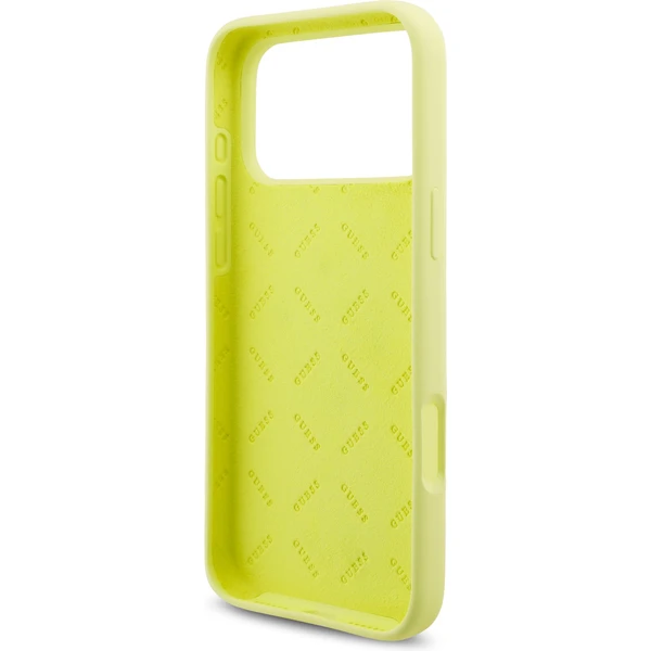 Guess Liquid Silicone 4G Metal Logo kryt iPhone 17 Pro Max žltý - Puzdra - Obrázok b4a320ae79134e2c9eedb2ee7c473bea