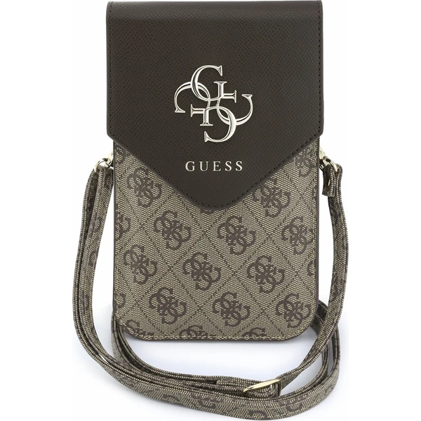 Guess PU Leather+Grained 4G Metal Logo taška na telefon hnědá - Puzdra - Hlavný obrázok