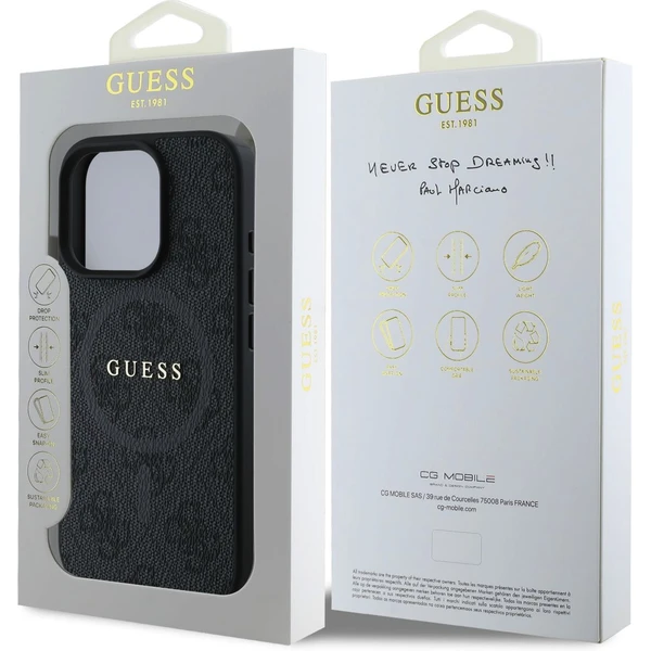 Guess PU Leather 4G Colored Ring MagSafe kryt iPhone 16 Pro Max čierny - Puzdra - Obrázok b53e1dea269548f5a6278855ea24a1ca
