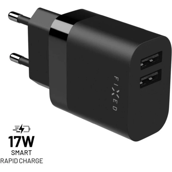 FIXED nabíjačka s 2x USB-A, 17W, čierna - Nabíjačky - Hlavný obrázok