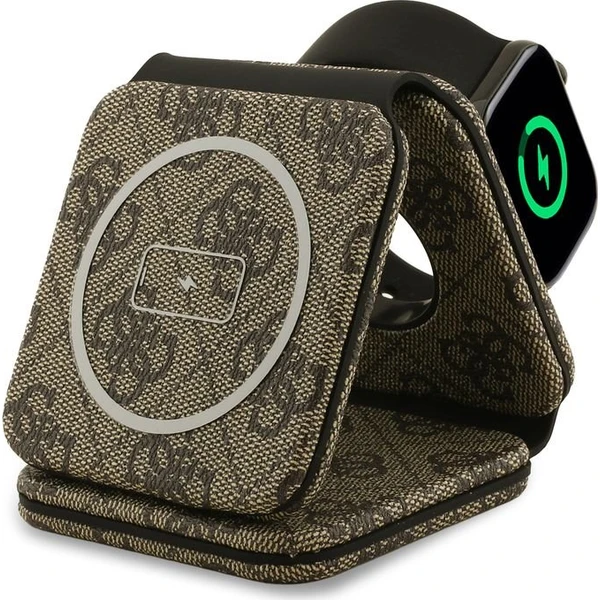Guess PU 4G MagSafe bezdrôtová nabíjačka 3v1 hnedá - Nabíjačky - Obrázok b545269fd518457a815bf9d7f491dbb4