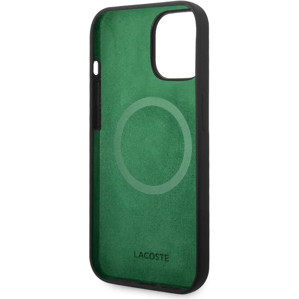 Lacoste Liquid Silicone Microfiber Croc Logo MagSafe kryt iPhone 13/14/15 čierny - Puzdra - Obrázok b57f8eef98a4449b97977ae26461bd50