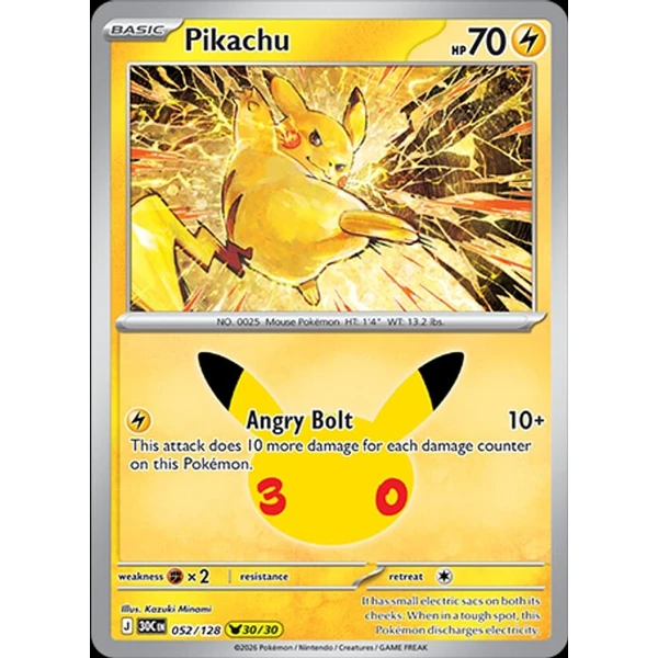 Pikachu (30C 052) - 30th Celebration [Holo] - Kusové karty - Hlavný obrázok