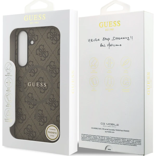 Guess PU Leather 4G Colored Ring MagSafe Zadný Kryt pre Samsung Galaxy S25 FE hnedý - Puzdra - Obrázok b5b9dac472a14bb79367c650da657e0f