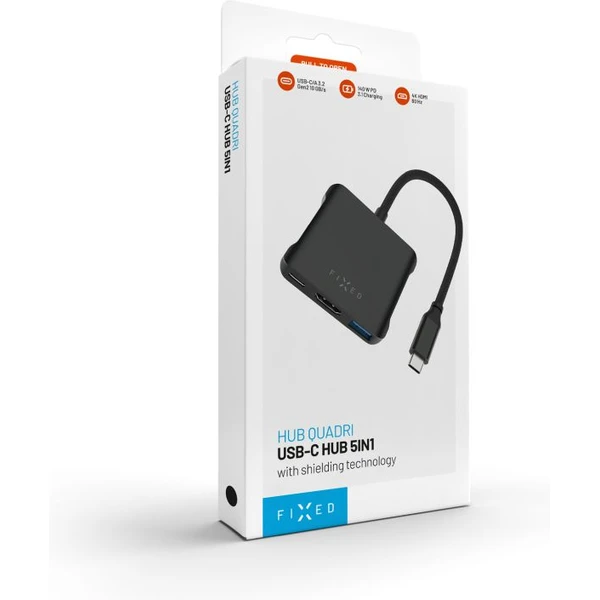 FIXED HUB Quadri hliníkový USB-C hub pre notebooky, 140W, PD 3.1, vesmírne čierny - USB huby - Obrázok b5e46426081a480f917c60dda3be7bda