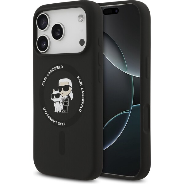 E-shop Karl Lagerfeld Liquid Silicone Karl a Choupette MagSafe kryt iPhone 17 Pro čierny