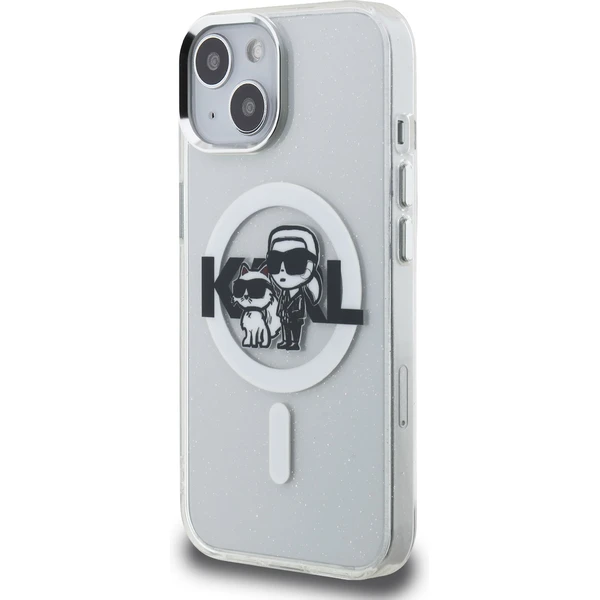 Karl Lagerfeld IML Glitter Karl and Choupette Sketch MagSafe kryt iPhone 15 číry - Puzdra - Obrázok b5eedcfa1de9443aba45c74f2fbd2330