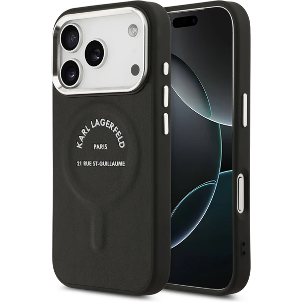 Karl Lagerfeld PU RSG Logo MagSafe kryt iPhone 17 Pro čierny - Puzdra - Hlavný obrázok