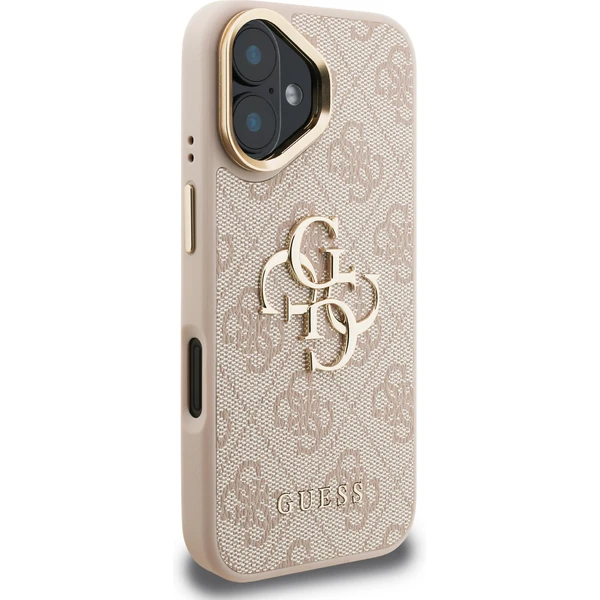 Guess PU 4G Metal Logo Stand Camera Frame kryt iPhone 16 ružový - Puzdra - Obrázok b60987bc09614f0f8501c4becad127ec