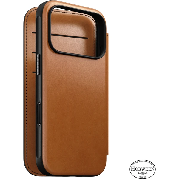 Nomad Modern Leather Folio (Horween) MagSafe kožené puzdro iPhone 18 Pro Saddle - Puzdra - Hlavný obrázok