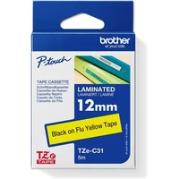 Brother TZe-C31 páska čierna na fluorescenčné žlté 12 mm - Pásky pre štítkovače