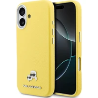 Karl Lagerfeld PU Karl a Choupette Heads Pins MagSafe kryt iPhone 17 žltý - Puzdra