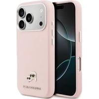 Karl Lagerfeld PU Karl a Choupette Heads Pins MagSafe kryt iPhone 17 Pro ružový - Puzdra