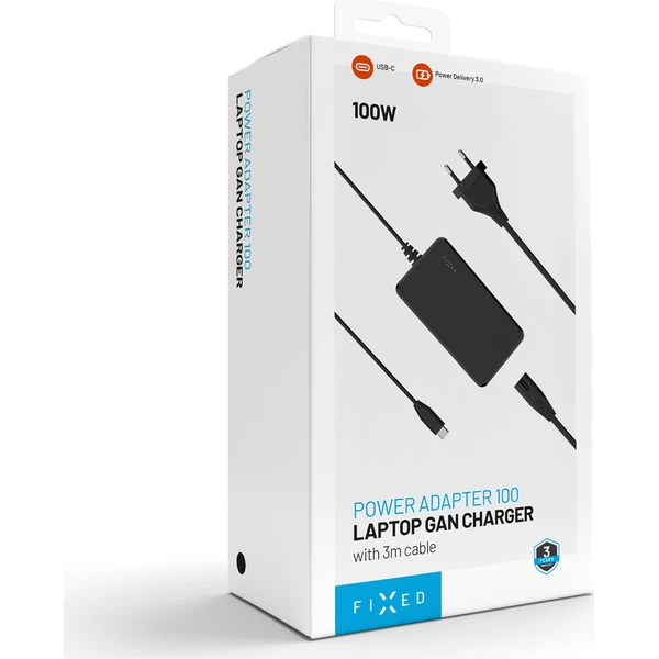 FIXED GaN nabíjecí adaptér pro notebooky s USB-C, PD 3.0, 100W, černý - Nabíjačky - Obrázok b6f2ae1277154f7d9a28f1ceb502bff9