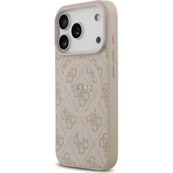 Guess PU Leather 4G Colored Ring MagSafe Zadný Kryt pre iPhone 17 Pro ružový - Puzdra - Obrázok b6ff50fcaacc4c04a23e05c695e40161