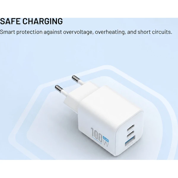 FIXED Mini GaN nabíječka s 2x USB-C a USB-A, PD, 100W, bílá - Nabíjačky - Obrázok b7238f7e3cd74eef90e818dd94dc6dc8