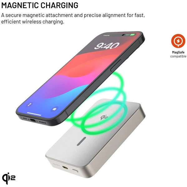 FIXED MagZen 10 Crystal MagSafe/Qi2 powerbanka, 10000mAh, titánová - Powerbanky - Obrázok b768ea3077c348b78829506eeac5d900