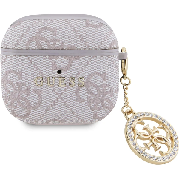 Guess 4G Script PC/PU Charm puzdro AirPods 4 ružové - Puzdra - Hlavný obrázok