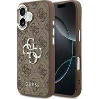 Guess PU 4G Kovové Logo kryt iPhone 17 strieborný/hnedý - Puzdra