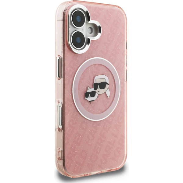 Karl Lagerfeld IML K&CH Heads Repeated Logo MagSafe kryt iPhone 16 ružový - Puzdra - Obrázok b7ef513a4bab4cc2b3d6b306efedefc9