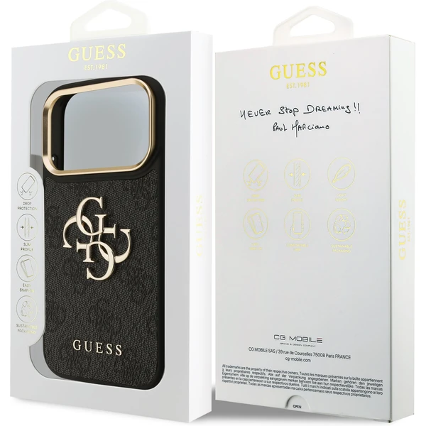 Guess PU Leather 4G Metal Logo Gold Frame kryt iPhone 17 Pro čierny - Puzdra - Obrázok b7f860ebe7744b61836d031eda3dc17e