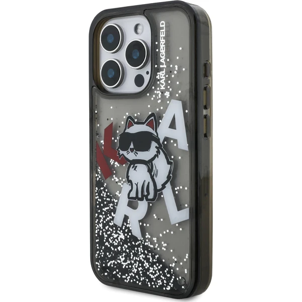 Karl Lagerfeld Liquid Glitter Scattered Chúpette kryt iPhone 16 Pre Max čierny - Puzdra - Obrázok b8167e2546844c65b79aa8fce6be862d