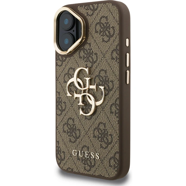 Guess PU 4G Metal Logo Stand Camera Frame kryt iPhone 16 hnedý - Puzdra - Obrázok b81ac4e38dbd481a820d613fd0a77846