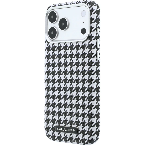 Karl Lagerfeld PU Houndstooth Resin Plate MagSafe kryt iPhone 17 Pro Max čierny - Puzdra - Obrázok b833ea32d713461b8cf410b0f4beb65b