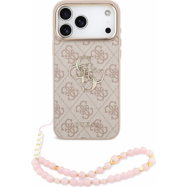 Guess PU 4G Metal Logo Strap Zadný kryt pre iPhone 18 Pro Max Pink - Puzdra - Hlavný obrázok
